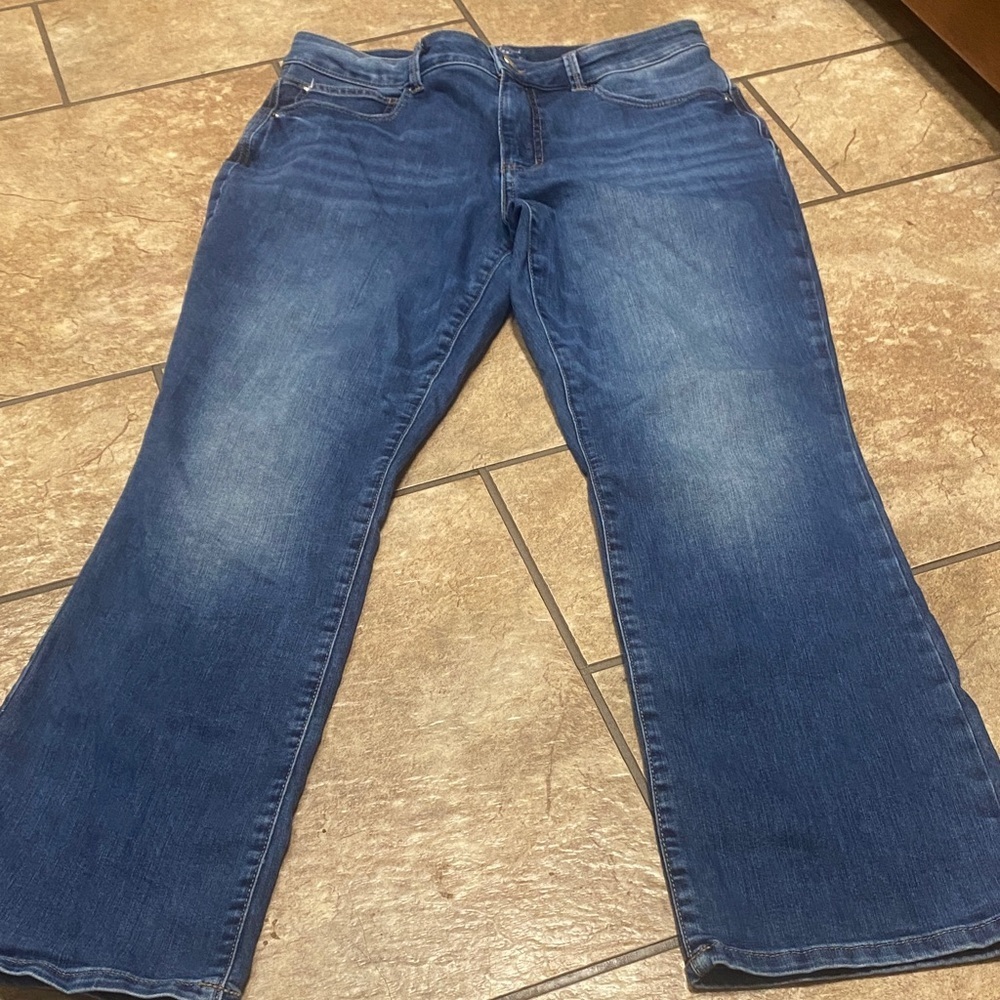 High Rise CurvySize 12 Short Blue Denim Wide Leg Jeans